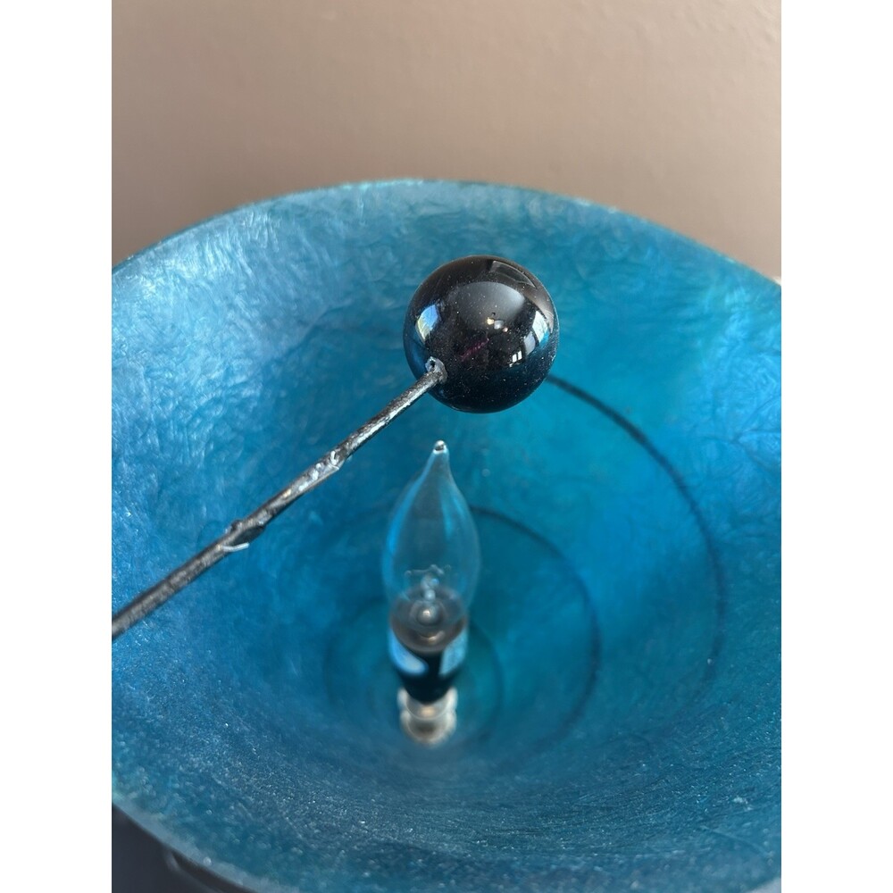Set of 2 Vintage,  Teal Martini Glass Lamps, MCM Style.  Fiberglass Shades 18” - Picture 3 of 9